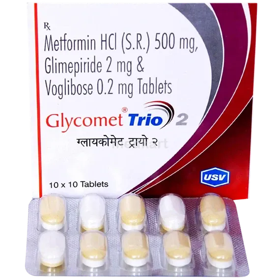 glycomet trio 2mg tablet 10's